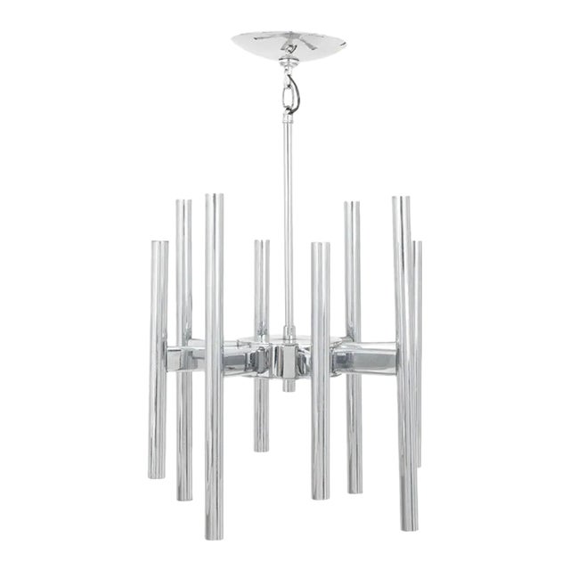 Mid 20th Century Gaetano Sciolari Modernist Chrome Pendant Lamp For Sale