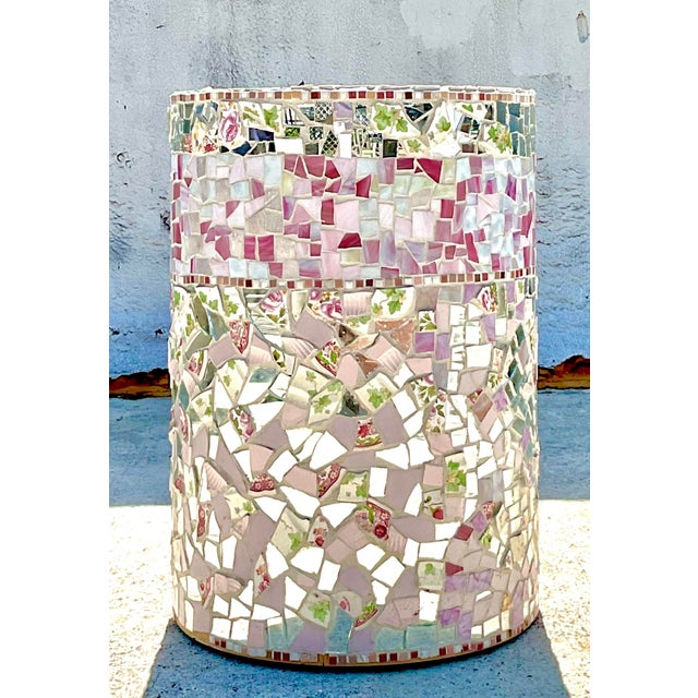Vintage Boho Glass and Ceramic Mosaic Dining Table Pedestal For Sale - Image 12 of 17