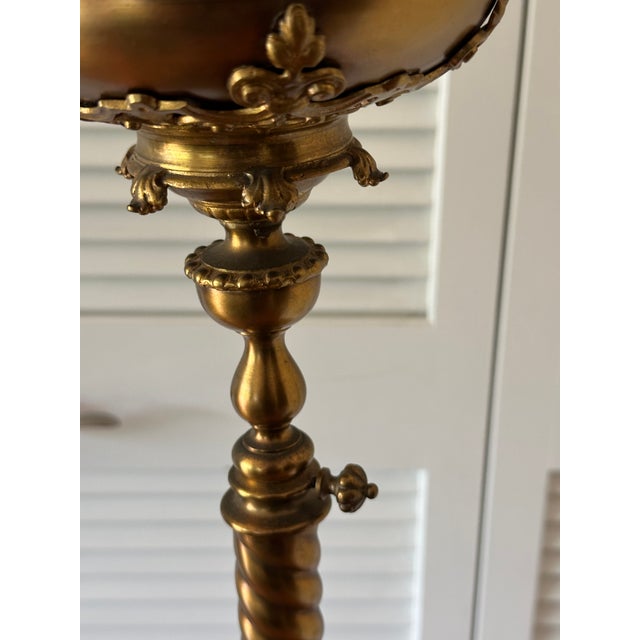 Late 19th Century Victorian Brass Converted Oil Lamp Marble Side Table Floor Lamp For Sale - Image 5 of 16