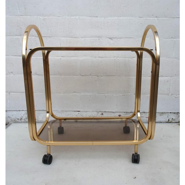 Metal Vintage Gilded Aluminium Kaymet Bar Cart Trolley, 1970s For Sale - Image 7 of 13