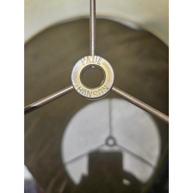 Paul Hanson ginger jar lamp made in Italy. The Terra Cotta base is ribbed and rests on a brass rim base. Paul Hanson brass...