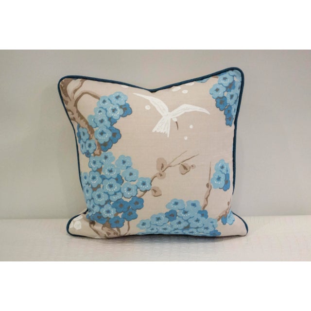 Contemporary Osborne and Little Blue Cherry Blossom Print Pillow For Sale - Image 3 of 3