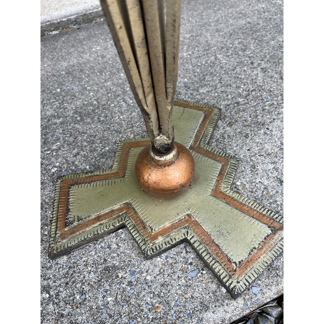 Pair of Iconic Architectural Art Deco Iron Plant Stands With Copper Planter Stands, Circa 1930 Attributed to Warren McArthur For Sale - Image 10 of 10