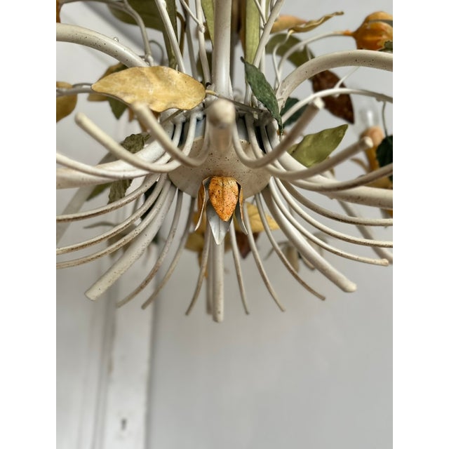 French Floral and Wheat Tole 6-Light Chandelier from Sofidis FlorArt, Late 20th Century For Sale - Image 16 of 18