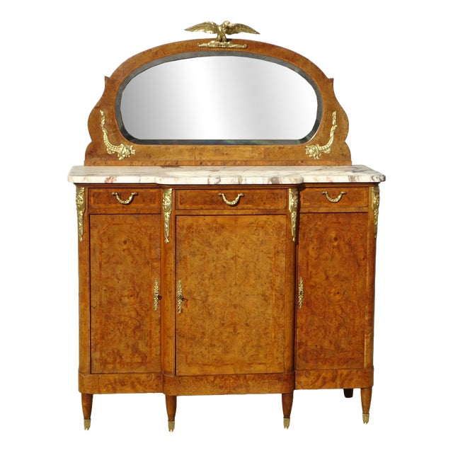 Louis XVI Style Buffet in Burr Walnut with Gilt Bronze Mounts, 1800s For Sale