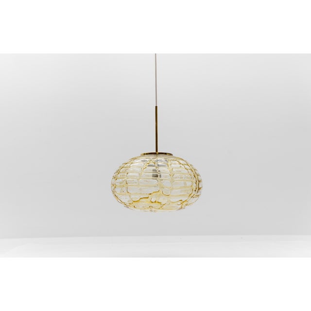 Mid-Century Modern Yellow Oval Murano Glass Ball Pendant Lamp by Doria Leuchten, Germany, 1960s For Sale - Image 3 of 11
