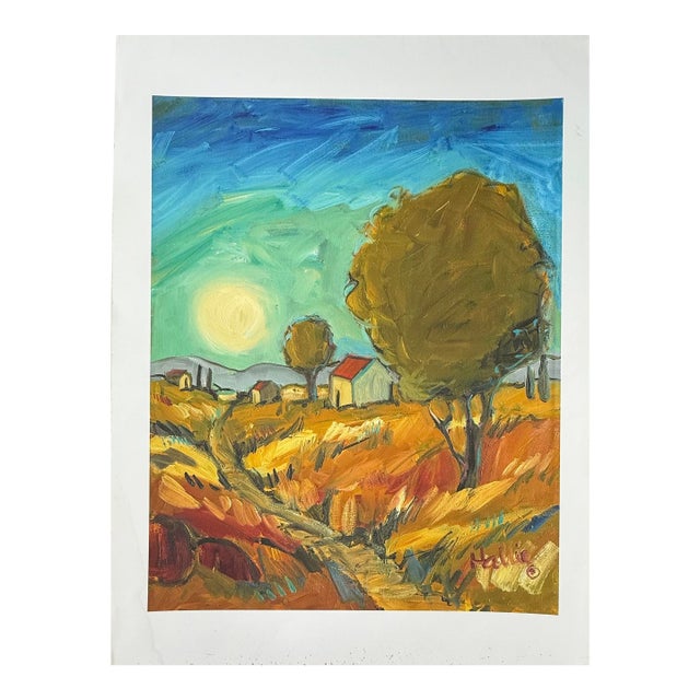 Sunlit Countryside Pathway, Contemporary Expressionist, Iris Giclee, Artist Hallie Walker For Sale