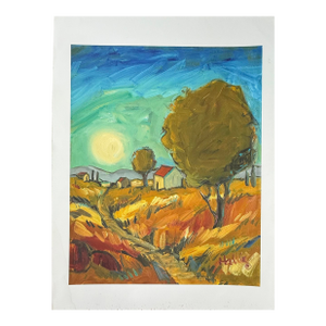 Sunlit Countryside Pathway, Contemporary Expressionist, Iris Giclee, Artist Hallie Walker