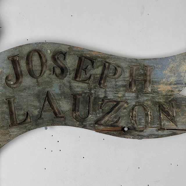 Late 19th Century Rare & Unusual Pair of French Hand Painted and Carved Wood Trade Sign in Form of Pole & Flag For Sale In New York - Image 6 of 16