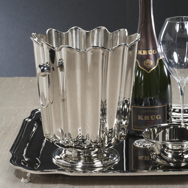 Contemporary Orléans Brass Scalloped Edge Wine/ Champagne Bucket For Sale - Image 3 of 4