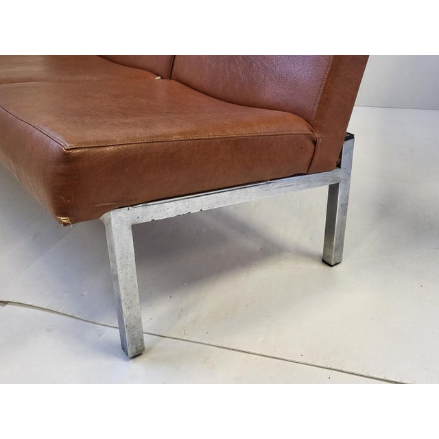 Three-Seater Sofa in Havana Skai and Chrome Steel, 1960s For Sale - Image 6 of 13