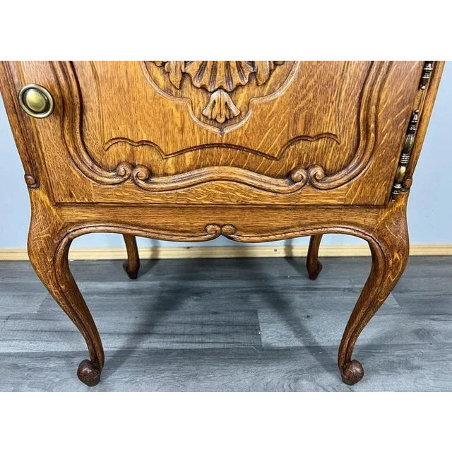 Vintage French Louis XVI Style Oak Nightstand For Sale - Image 5 of 9