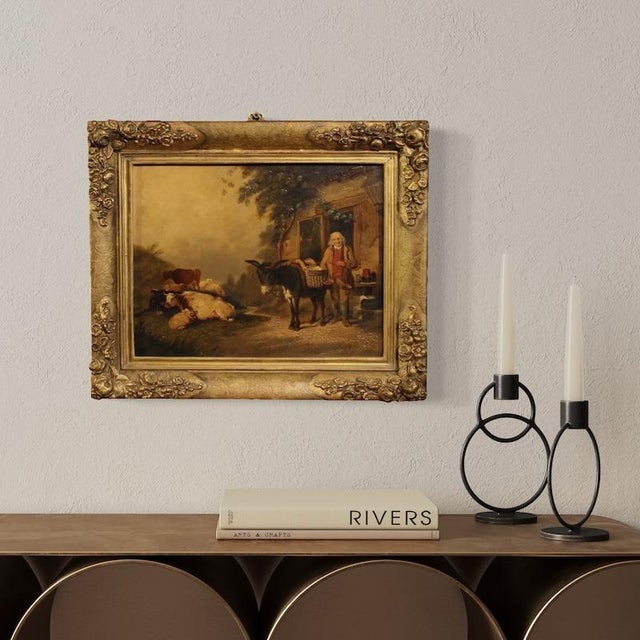 English Artist, Painting of a Rural Genre Scene, 1866, Oil on Panel For Sale - Image 13 of 16