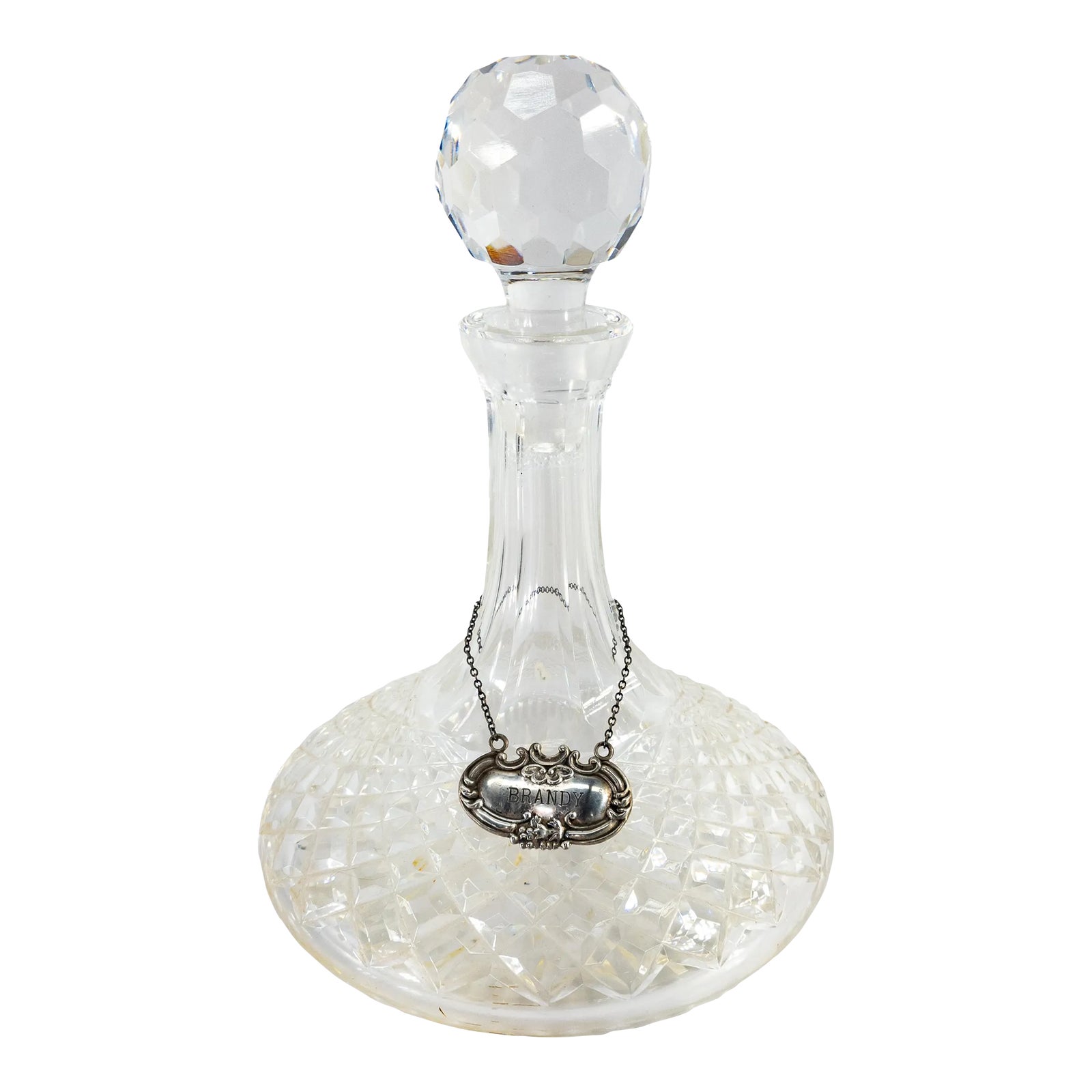 MidCentury Crystal Glass Brandy Decanter Bottle Chairish