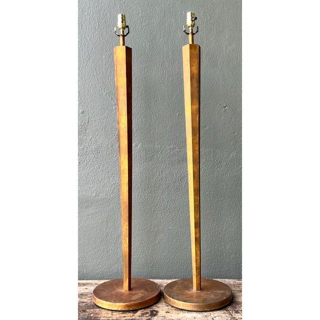 Vintage Patinated Metal Floor Lamps - Pair For Sale - Image 12 of 12