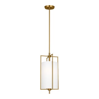 Chapman & Myers By Visual Comfort Studio Perno 1-Light Small Hanging Shade Pendant in Burnished Brass For Sale