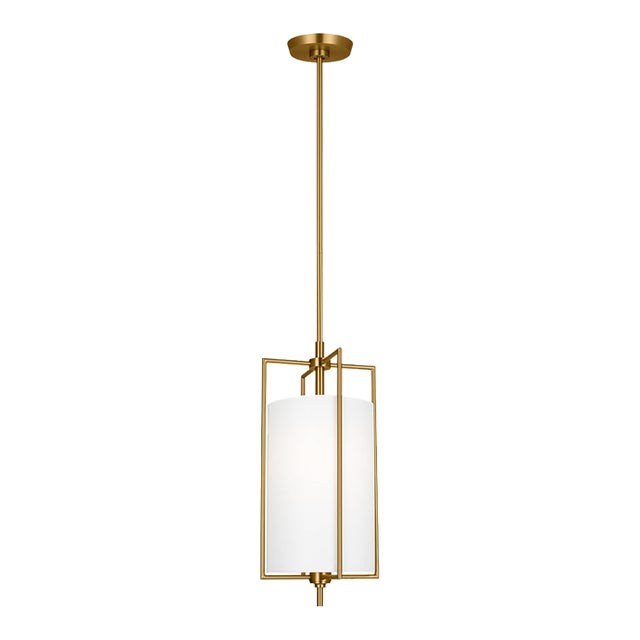 Chapman & Myers By Visual Comfort Studio Perno 1-Light Small Hanging Shade Pendant in Burnished Brass For Sale