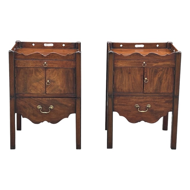 Antique George III Mahogany Bedside Cabinets, 1760, Set of 2 For Sale