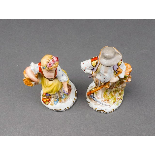 Vintage Sevres France Antique Porcelain Hand Painted Farm Lady & Gentleman Figurines- a Pair For Sale In Miami - Image 6 of 8