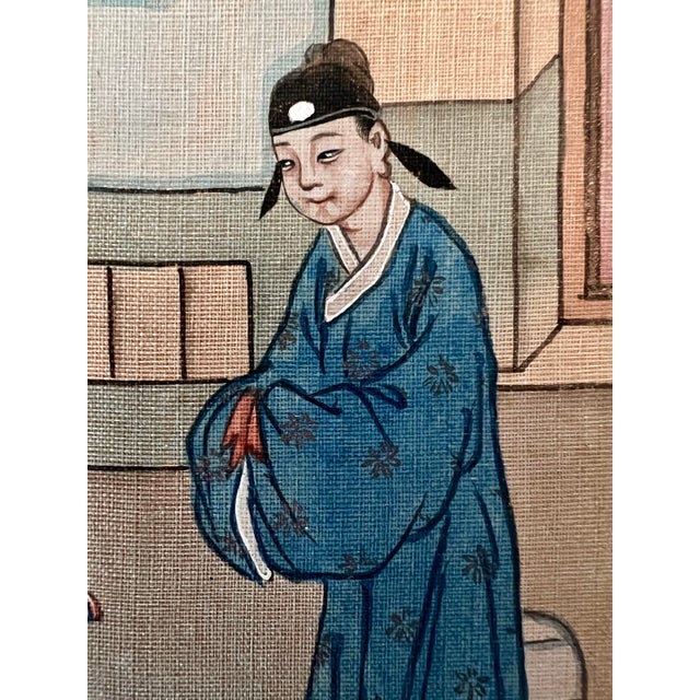 The Wedding Day Intermediary, Antique Painting on Silk, Framed, Late 19th/Early 20th. Century For Sale In Tampa - Image 6 of 7