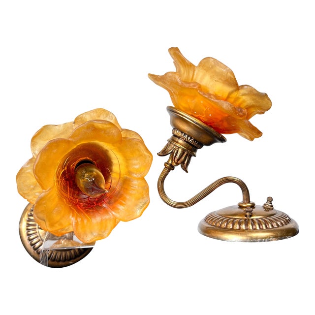 1960s Rare Authentic Feldman Lighting Co. Custom Resin & Bronzed Brass Sconces - A Pair For Sale