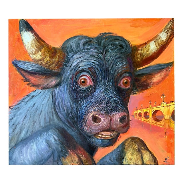 Dagnia Cherevichnika, Portrait of a Bull, 2024, Oil on Canvas For Sale