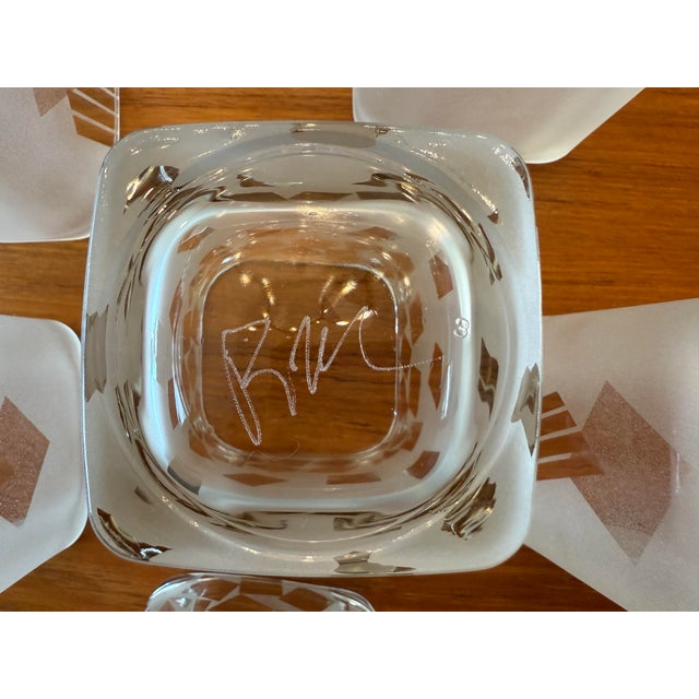 Late 20th Century Set of 6 Vintage Frosted Geometric Lowball Glasses by Robert McCandless For Sale - Image 12 of 12