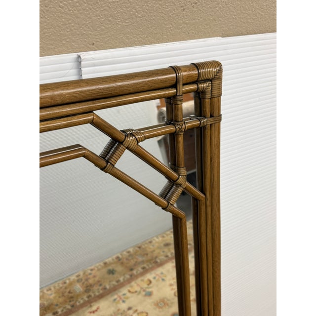 Wood Hollywood Regency Faux Bamboo Wall Mirror For Sale - Image 7 of 12