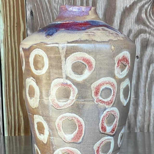 Vintage Boho Signed Studio Pottery Vase For Sale - Image 14 of 15