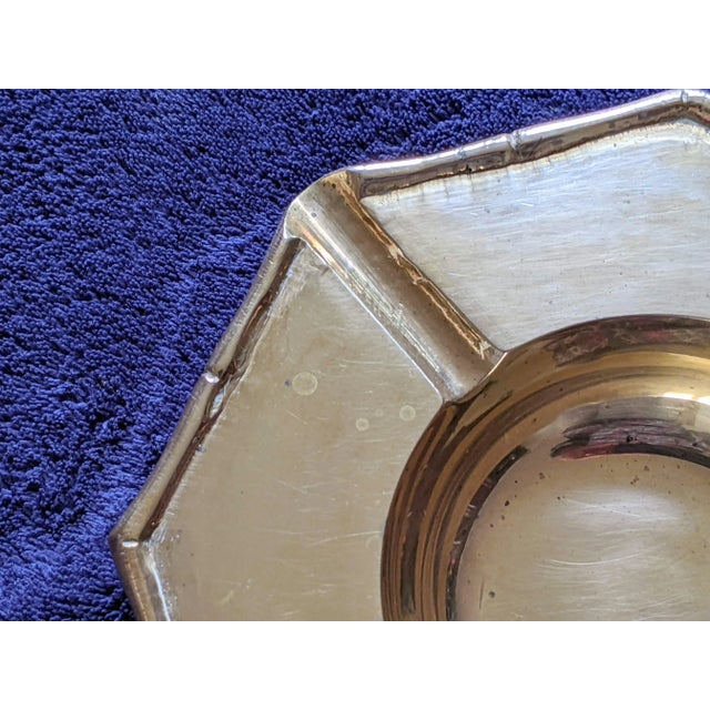 Metal 1960s Solid Brass Ashtrays With Faux Bamboo Edges - Set of 2 For Sale - Image 7 of 12