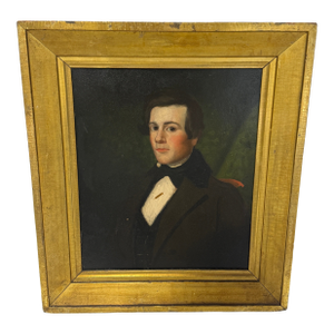 American Folk Art Portrait of a Gentleman, Circa 1840-1860 New England School