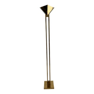 Mid Century Brass and Lucite Torchiere Floor Lamp by Robert Sonneman For Sale