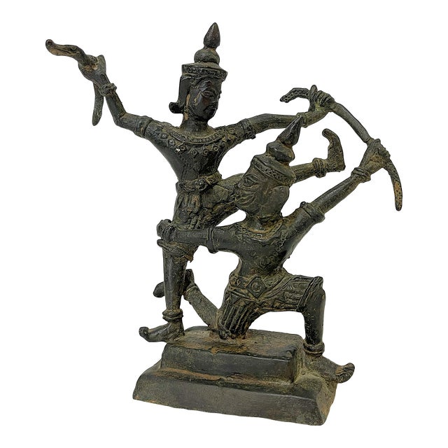 1960's Japanese Samurai Warrior Bronze Statue For Sale