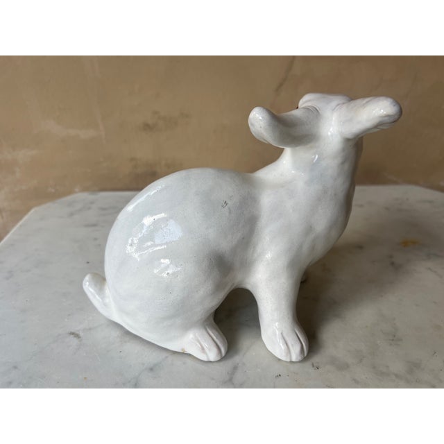 White Vintage Hand Painted Terra Cotta Rabbit For Sale - Image 8 of 12