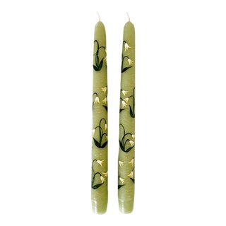 Lily of the Valley Hand Painted Candle Set For Sale