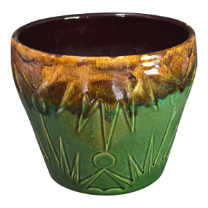 Vintage Majolica Robinson Ransbottom Sun & Moon Glazed Pottery Jardinière Planter
