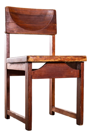 Mid-Century Tan Pitch Pine Cube Dining Chair, 1950s