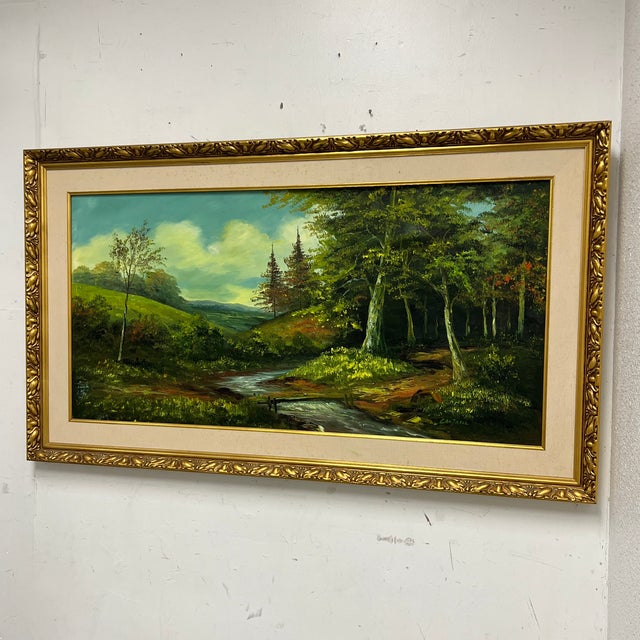 Vintage Signed Landscape Artist Phillip Cantrell Forest + Stream in