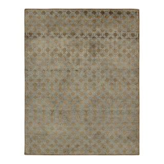 Rug & Kilim’s Khotan-Inspired Rug, Subtle Blue Geometric Pattern on Beige-Brown For Sale