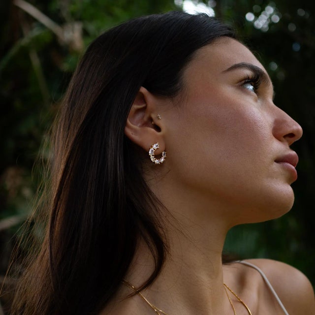 Crystal Radiance Stud Hoop Earrings, A Pair For Sale In Miami - Image 6 of 7