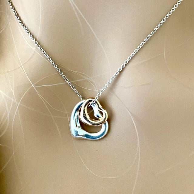 1990s Tiffany Co. Double Open Heart Necklace 0.50 Inch Rose