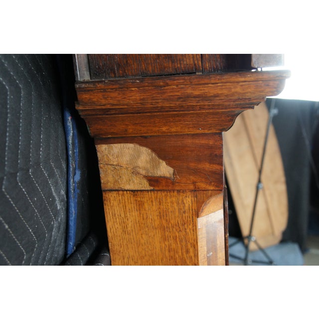 Antique English Georgian Quartersawn Oak Baldwin Loughborough Longcase Clock 85" For Sale - Image 11 of 18