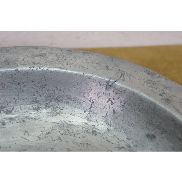 Metal Antique 18th Century Primitive Pewter Serving Plate Charger 12" For Sale - Image 7 of 11