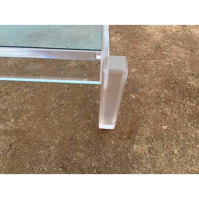 Vintage Mid Century Modern Lucite Glass Top Coffee Cocktail Table For Sale In Sacramento - Image 6 of 18