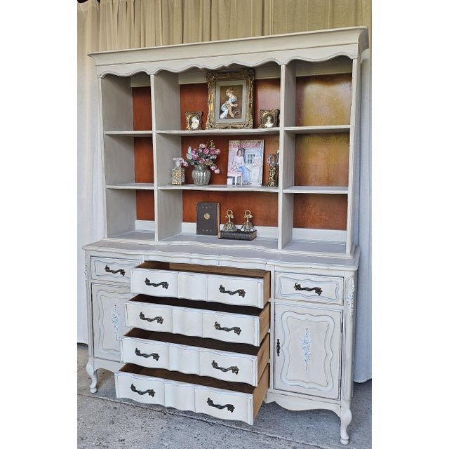 1950s Mahogany Hutch, 2 Piece Cabinet Hutch, Circa 1940s/50's For Sale - Image 5 of 14
