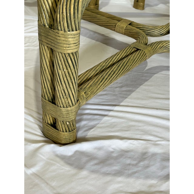 Shabby Chic 1970s Vintage Twisted Pencil Reed Coffee Table Set of 3 For Sale - Image 3 of 6