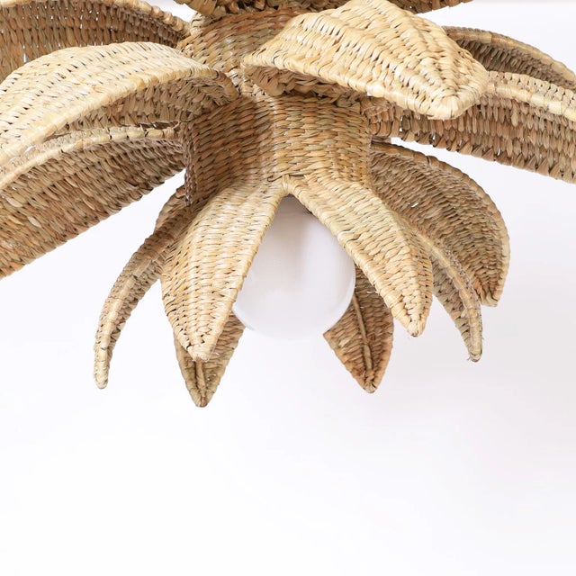 Sanibel Wicker Palm Leaf or Lotus Pendant From the Fs Flores Collection For Sale In West Palm - Image 6 of 6