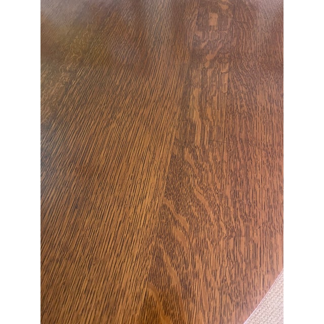 Early 20th C. Round Tiger Oak Pedestal Dining Table For Sale In Baltimore - Image 6 of 8