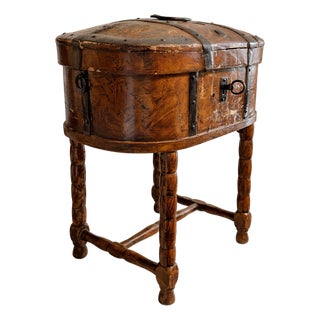 1796 Swedish Folk Art Allmoge Painted Chest on Stand For Sale