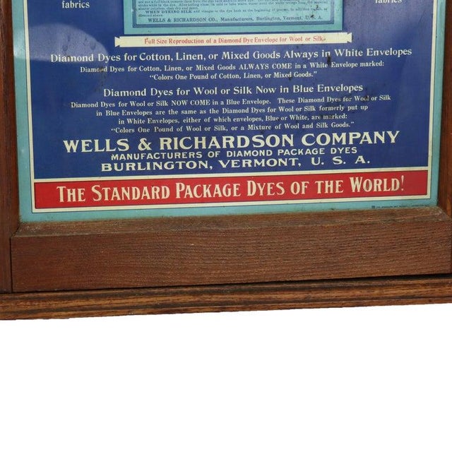 Antique Wells & Richardson Co. Diamond Dye Oak & Embossed Country Store Cabinet For Sale - Image 15 of 15